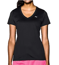UA Tech Solid V-Neck Short Sleeve T-Shirt Black XS