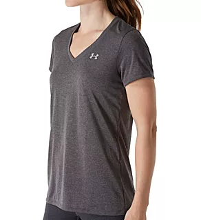 UA Tech Solid V-Neck Short Sleeve T-Shirt Carbon Heather 2X