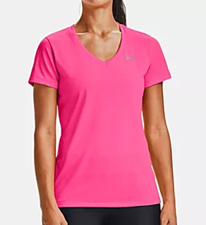 UA Tech Solid V-Neck Short Sleeve T-Shirt Cerise M