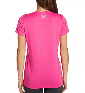 UA Tech Solid V-Neck Short Sleeve T-Shirt Cerise M