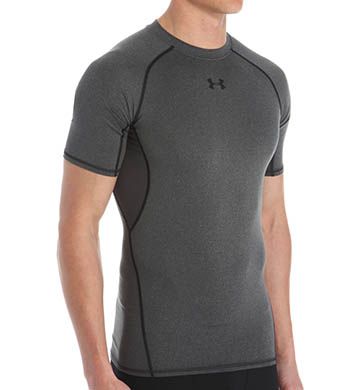 HeatGear Armour Compression Short Sleeve Shirt Carbon Heather/Black S by  Under Armour