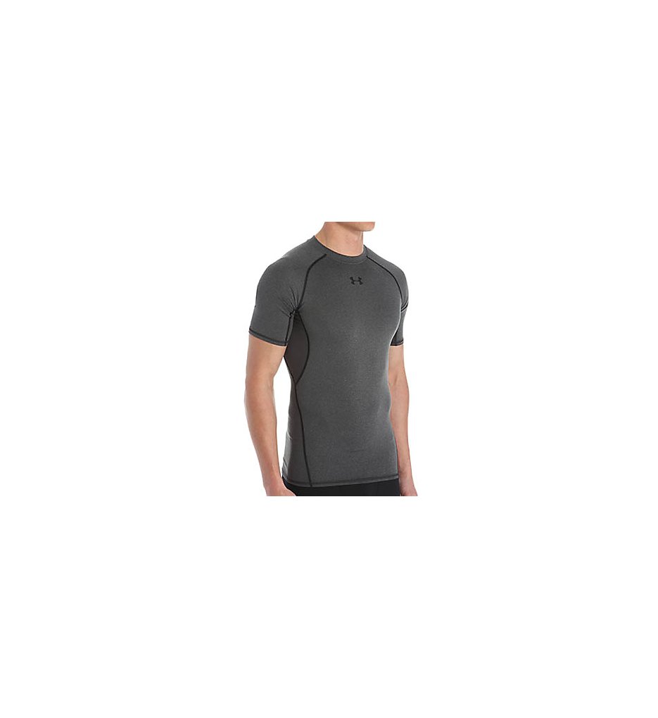HeatGear Armour Compression Short Sleeve Shirt Carbon Heather/Black S by  Under Armour