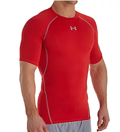 HeatGear Armour Compression Short Sleeve Shirt Red/Steel XL