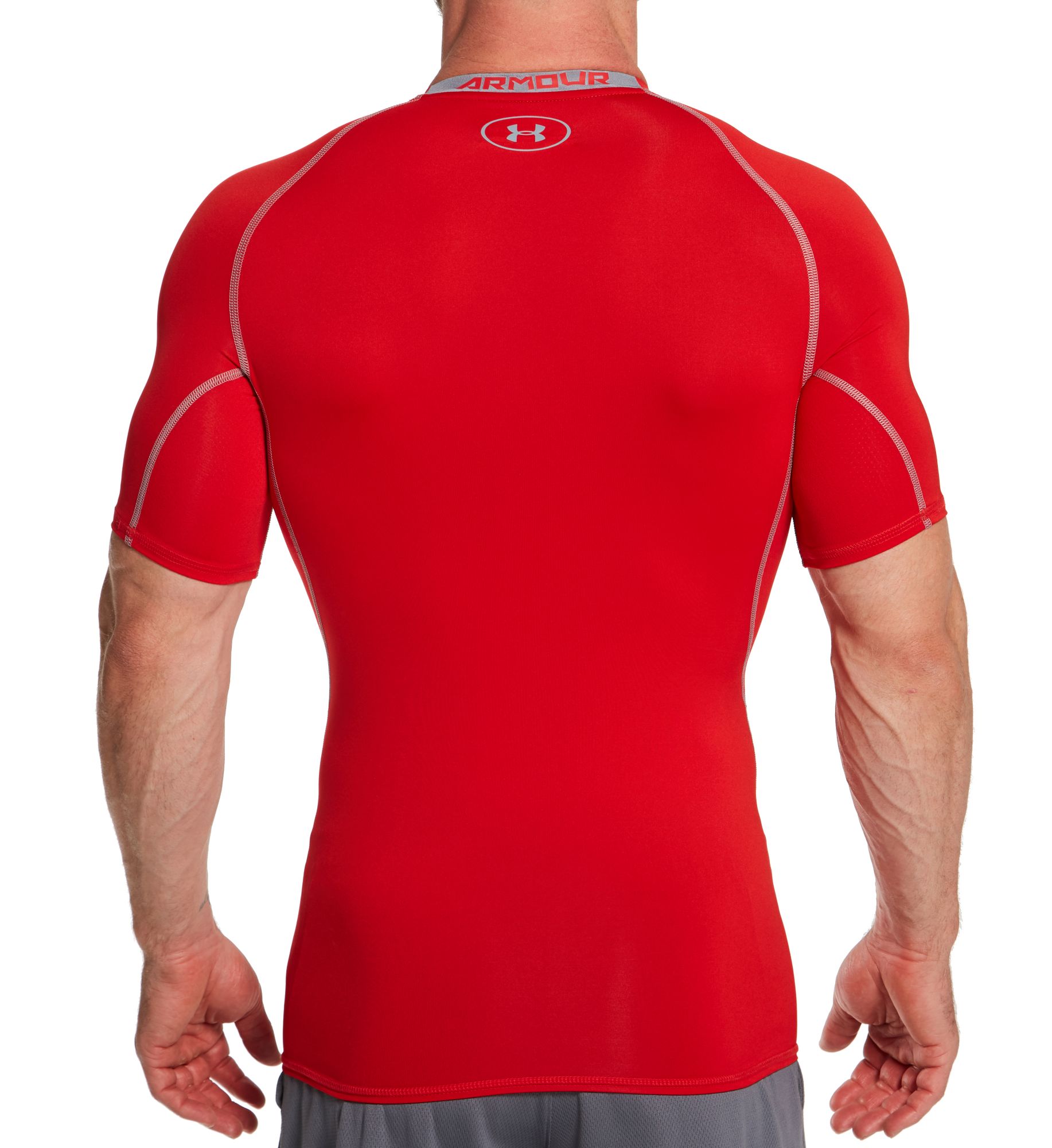 Under Armour HeatGear Armour Compression Short Sleeve Shirt Red/Steel 2XL  - Image 2