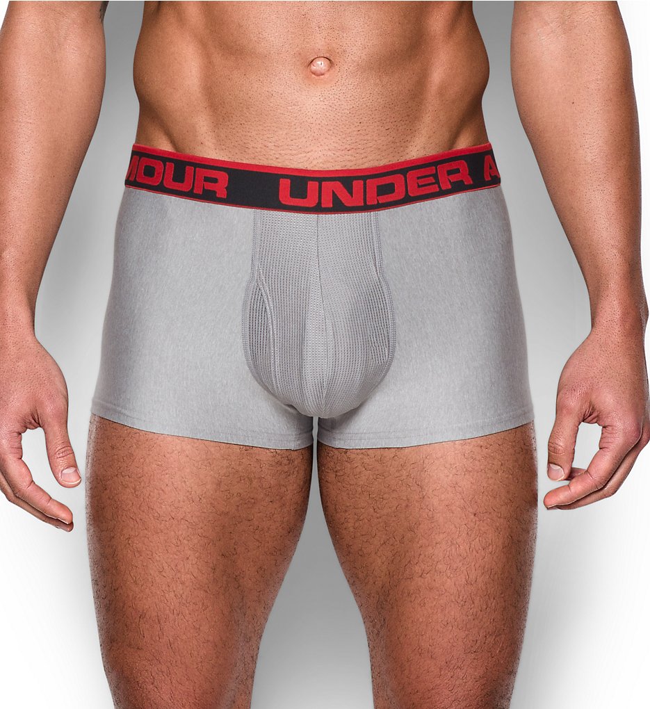 Under Armour 1277237 HeatGear Original Series 3 Inch Boxerjock (True Grey Heather/Red)
