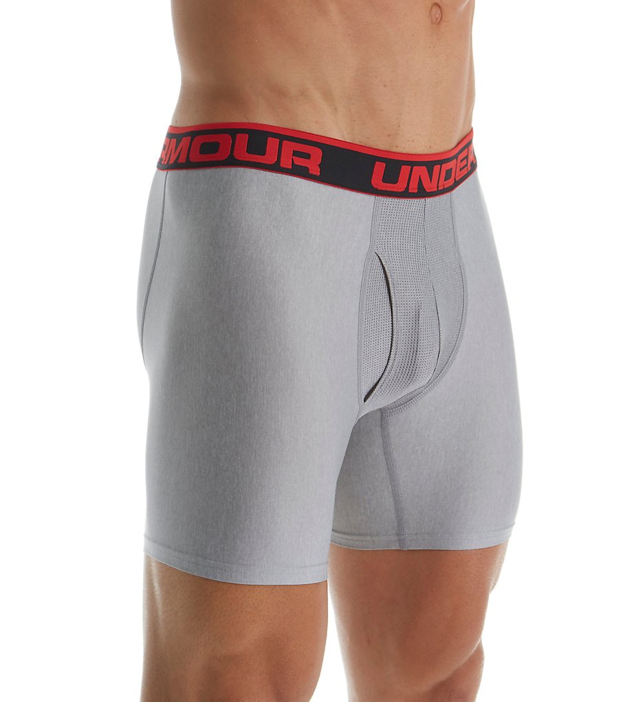 Under Armour 1277238 Original Series 6 Inch Boxerjock (True Grey Heather/Red)