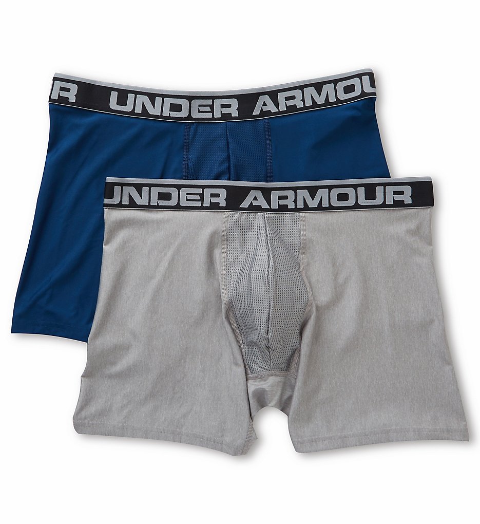 Under Armour 1282508 O Series 6 Inch Performance Boxerjocks - 2 Pack (Blackout Navy/Grey)