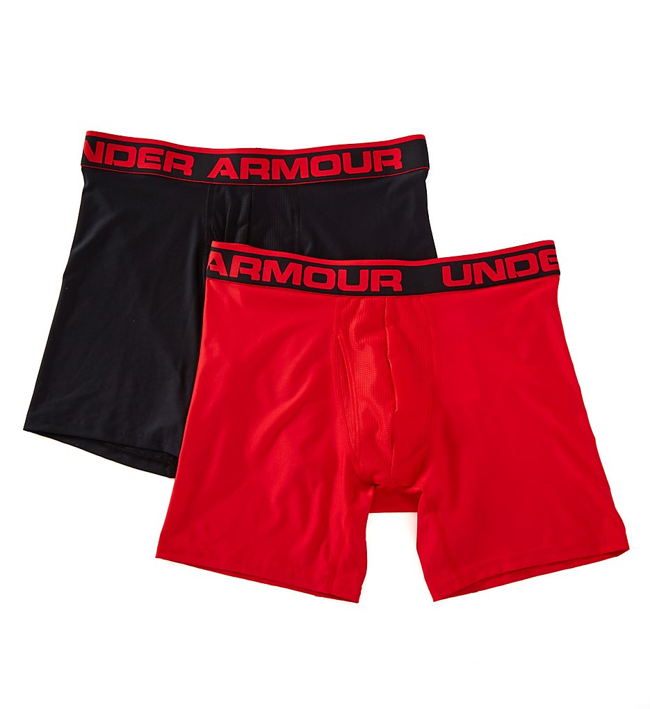 Under Armour 1282508 O Series 6 Inch Performance Boxerjocks - 2 Pack (Black/Red)