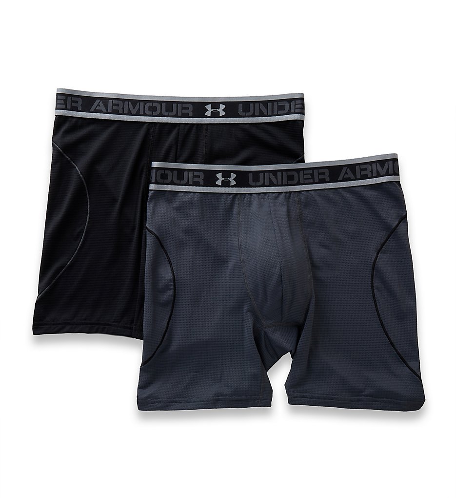 Under Armour 1290365 Iso Chill 6 Inch Boxerjocks - 2 Pack (Black/Stealth Grey)