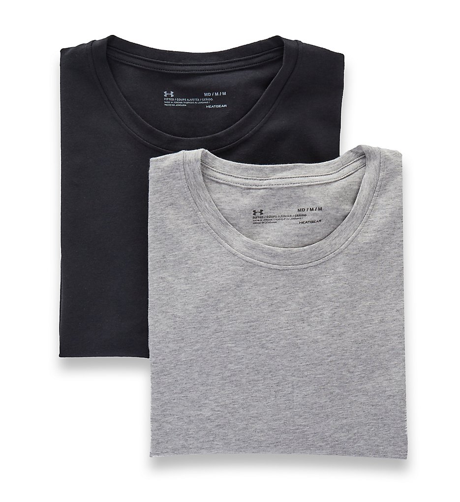 Under Armour 1300000 Cotton Stretch Crew Neck T-Shirts - 2 Pack (Grey Heather/Black)