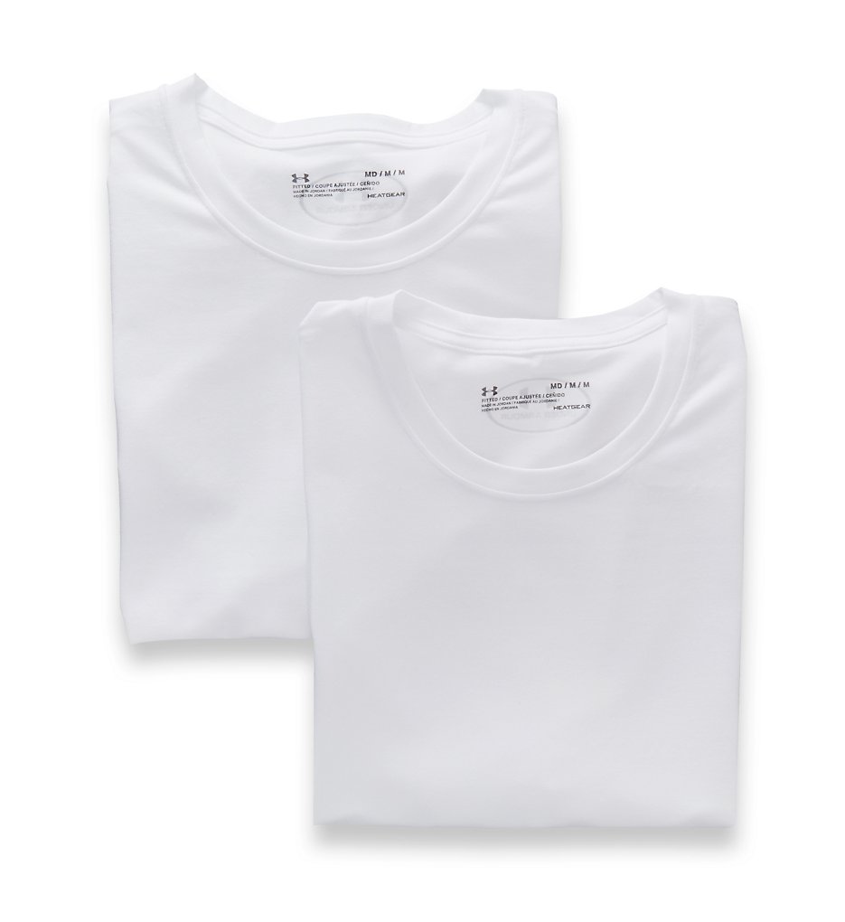 Under Armour 1300000 Cotton Stretch Crew Neck T-Shirts - 2 Pack (White)
