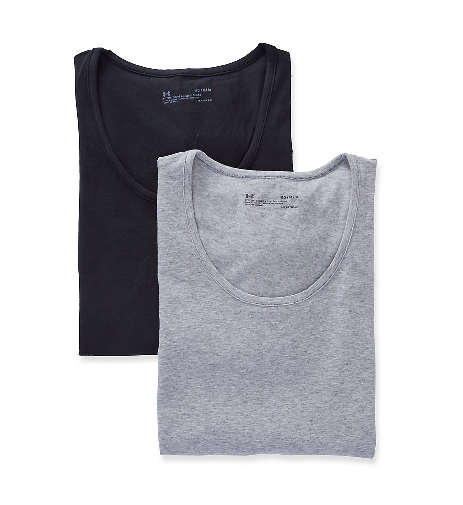 Under Armour 1300001 Cotton Stretch Tanks - 2 Pack (Grey Heather/Black)