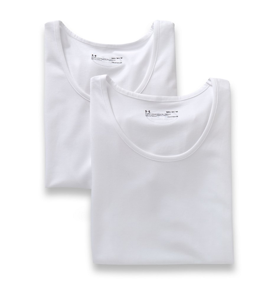 Under Armour 1300001 Cotton Stretch Tanks - 2 Pack (White)