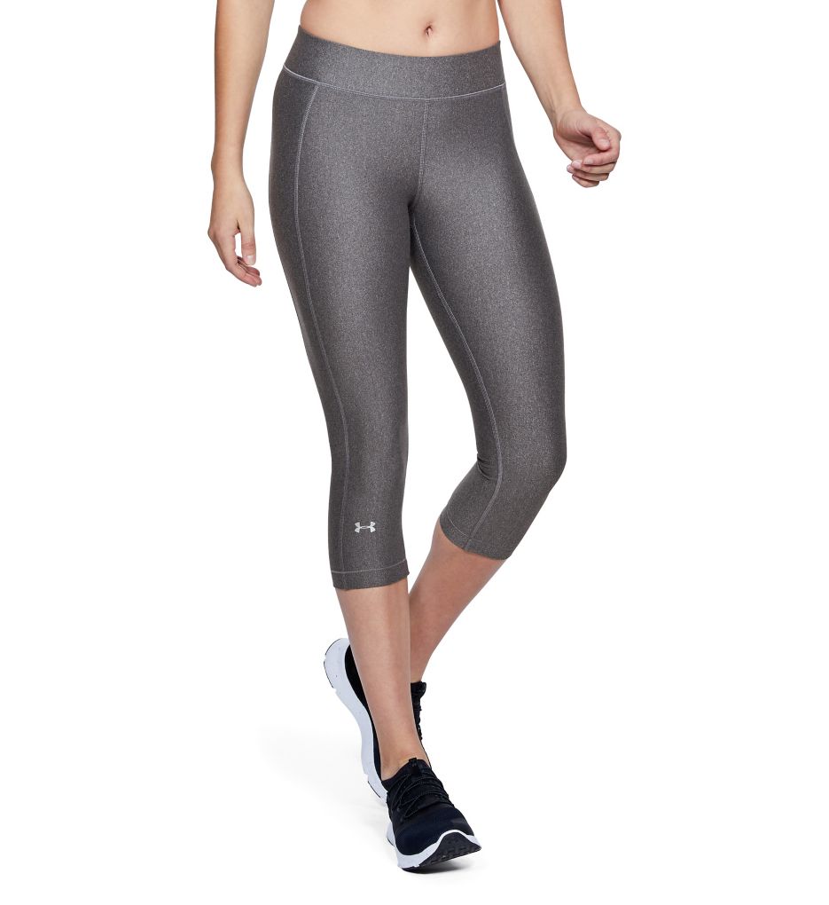 UA HeatGear Armour Compression Capri Charcoal Light Heather XL by