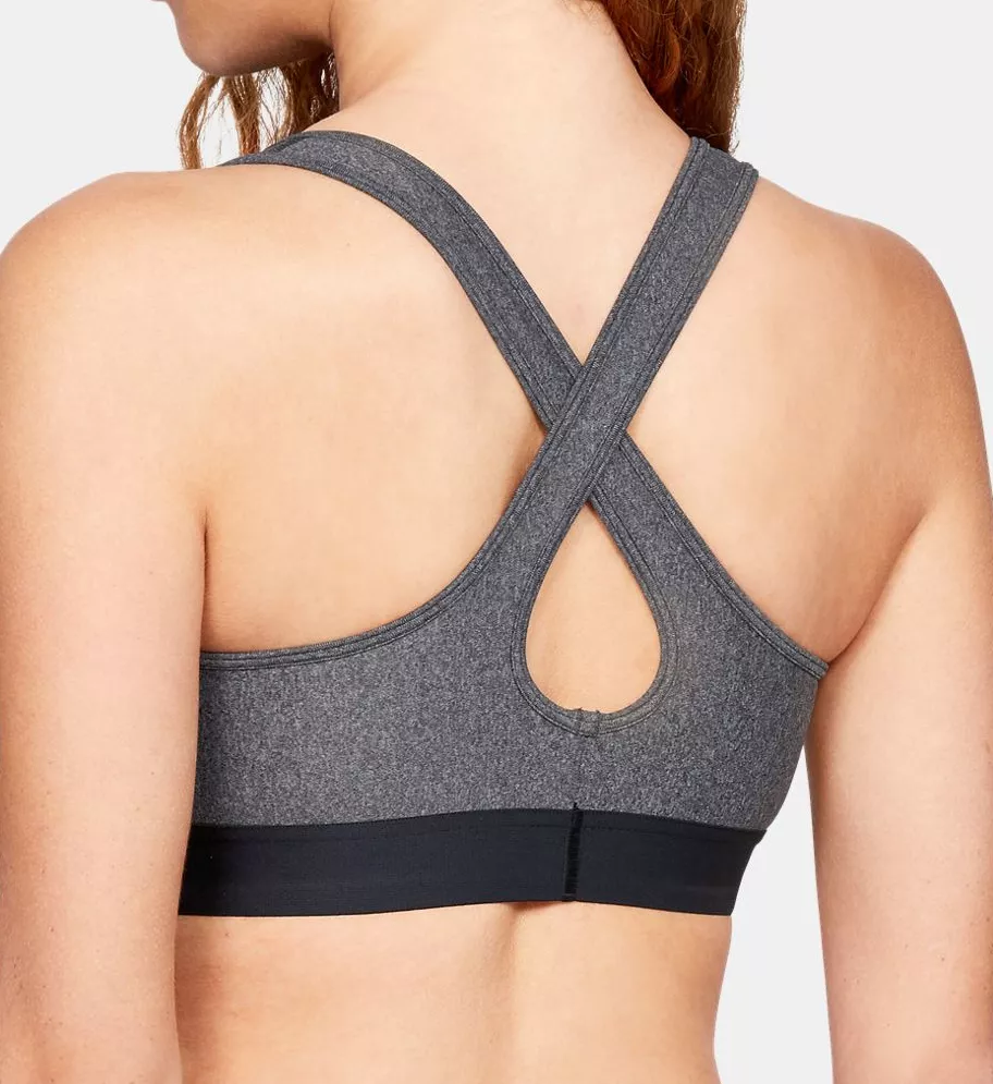 Under Armour Crossback mid heather sports bra in gray