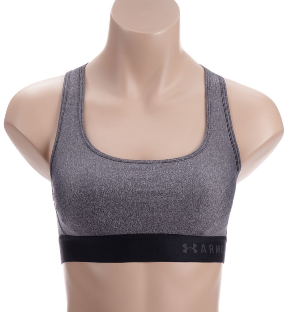 Under Armour® Mid Crossback Heathered Sports Bra GREY SIZE XS