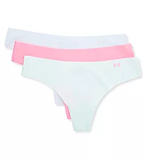 Thong with Laser Cut Edge - 3 Pack Green/Gray/Pink XS