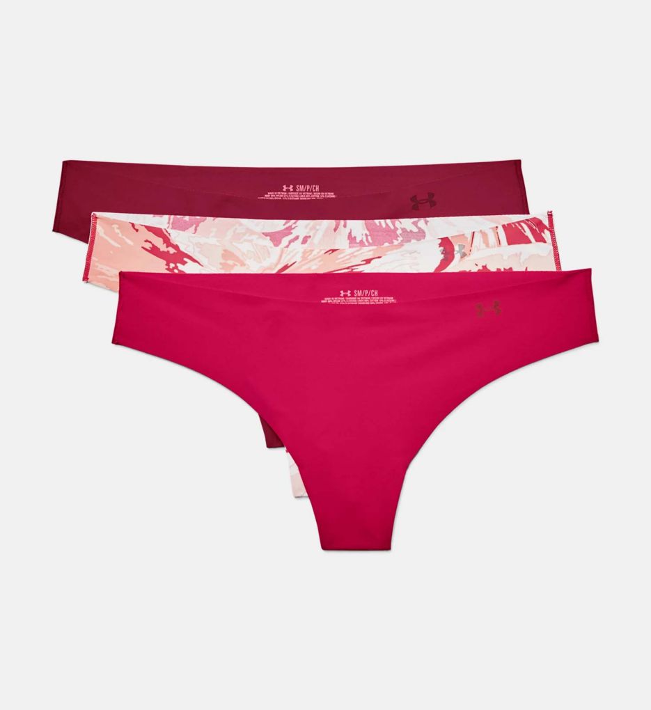 Under Armour Women's Printed Thong Panty with Laser Cut Edge - 3 Pack in Knockout/Black Rose | Size XL | HerRoom.com