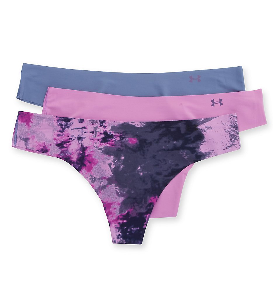Printed Thong with Laser Cut Edge - 3 Pack Purple/Strobe/Fish XS by Under  Armour