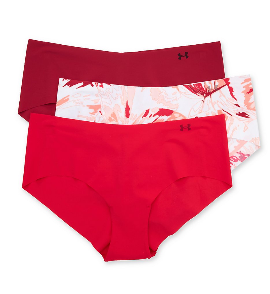 Under Armour : Under Armour 1325659 Printed Hipster Panty w/ Laser Cut Edge - 3 Pack (Knockout/Black Rose XS)