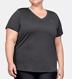 UA Plus Size Tech Solid Short Sleeve T-Shirt Carbon Heather 1X