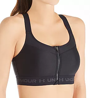 Armour High Crossback Zip Front Sports Bra Black 32D