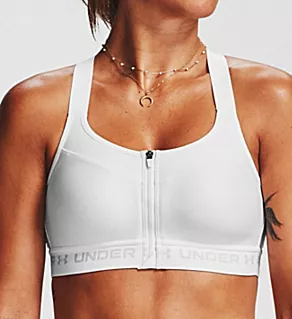 Armour High Crossback Zip Front Sports Bra White 32C