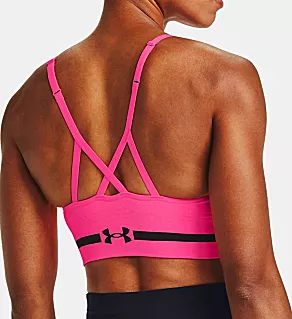 UA Seamless Low Impact Long Heather Sports Bra Cerise L