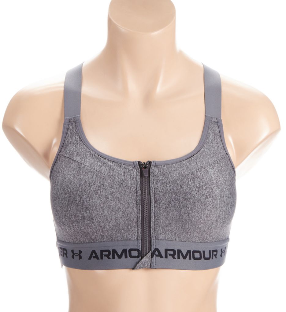 Armour High Crossback Heather Zip Bra-fs