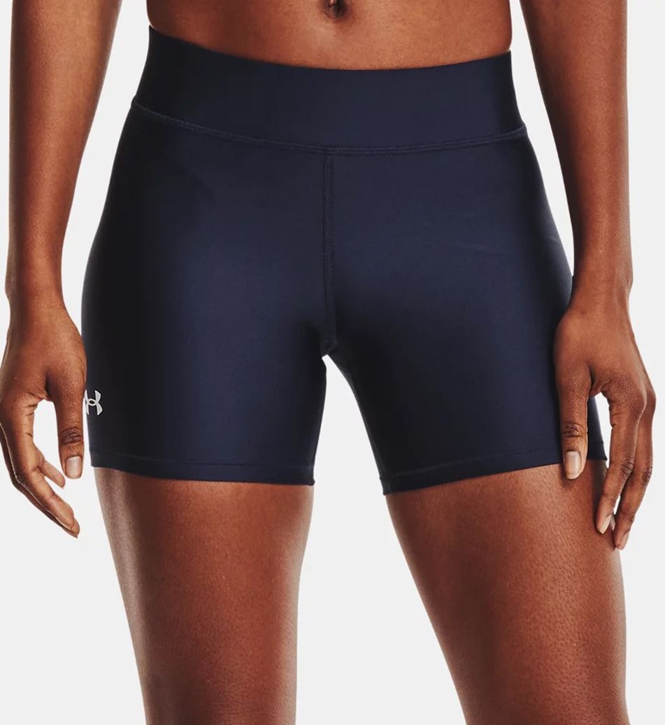 Under Armour Women's HeatGear Mid Rise Middy Shorts in Midnight Navy | Size: Large | HerRoom.com
