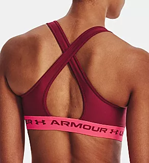 UA Armour Mid Crossback Sports Bra Black Rose/Pink S