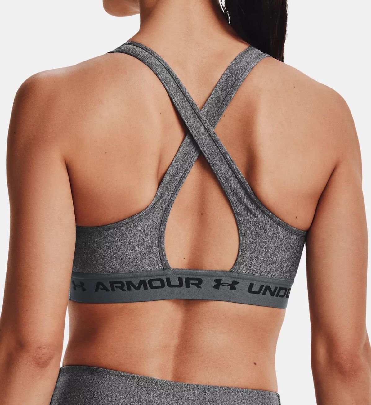 Under Armour UA Crossback Medium Impact Sports Bra Charcoal Light Heather L  - Image 2