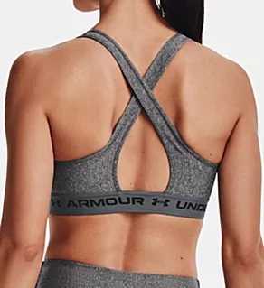 UA Crossback Medium Impact Sports Bra Charcoal Light Heather L
