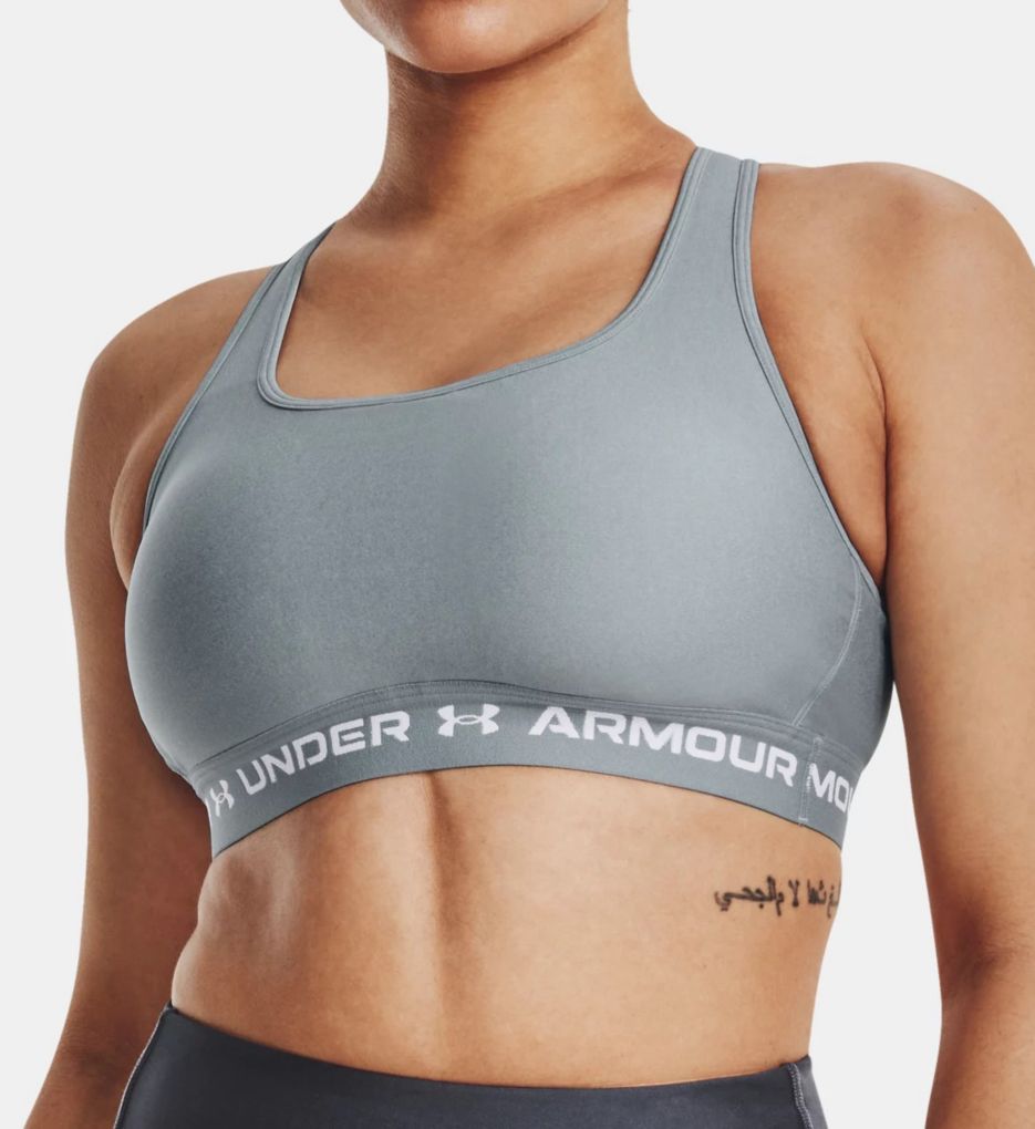  Under Armour High Crossback Heather Zip Bra, Charcoal