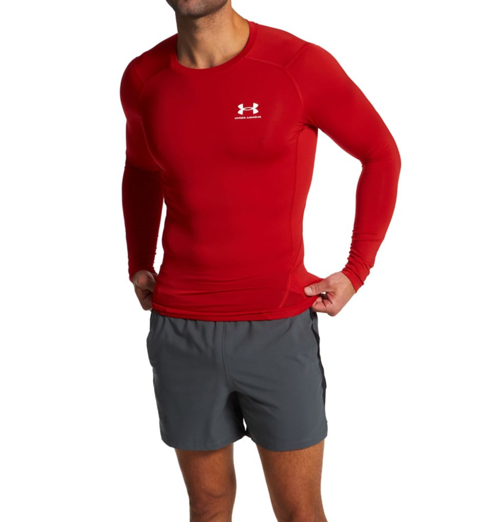 Under Armour HeatGear Armour Long Sleeve Compression T-Shirt Red M  - Image 3