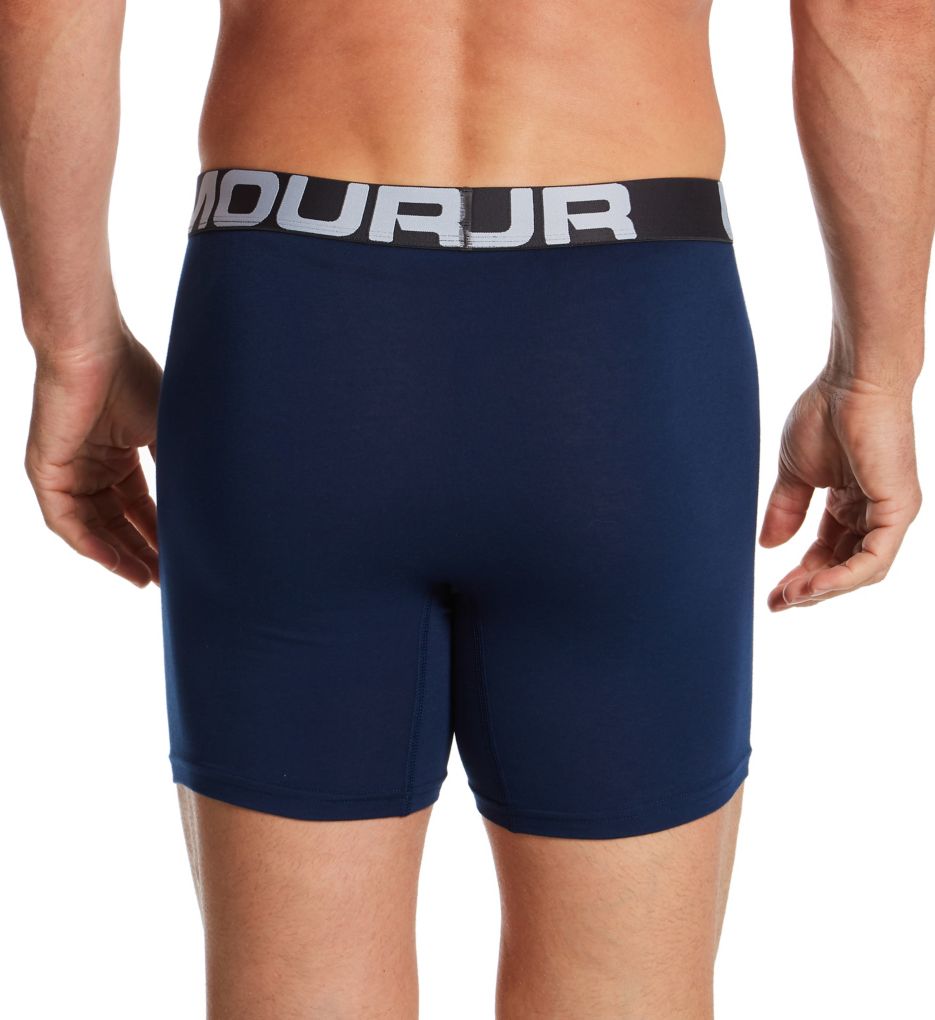 Under Armour Charged Cotton 6 Inch Boxerjock - 3 Pack Royal/Academy/Gray S  - Image 2