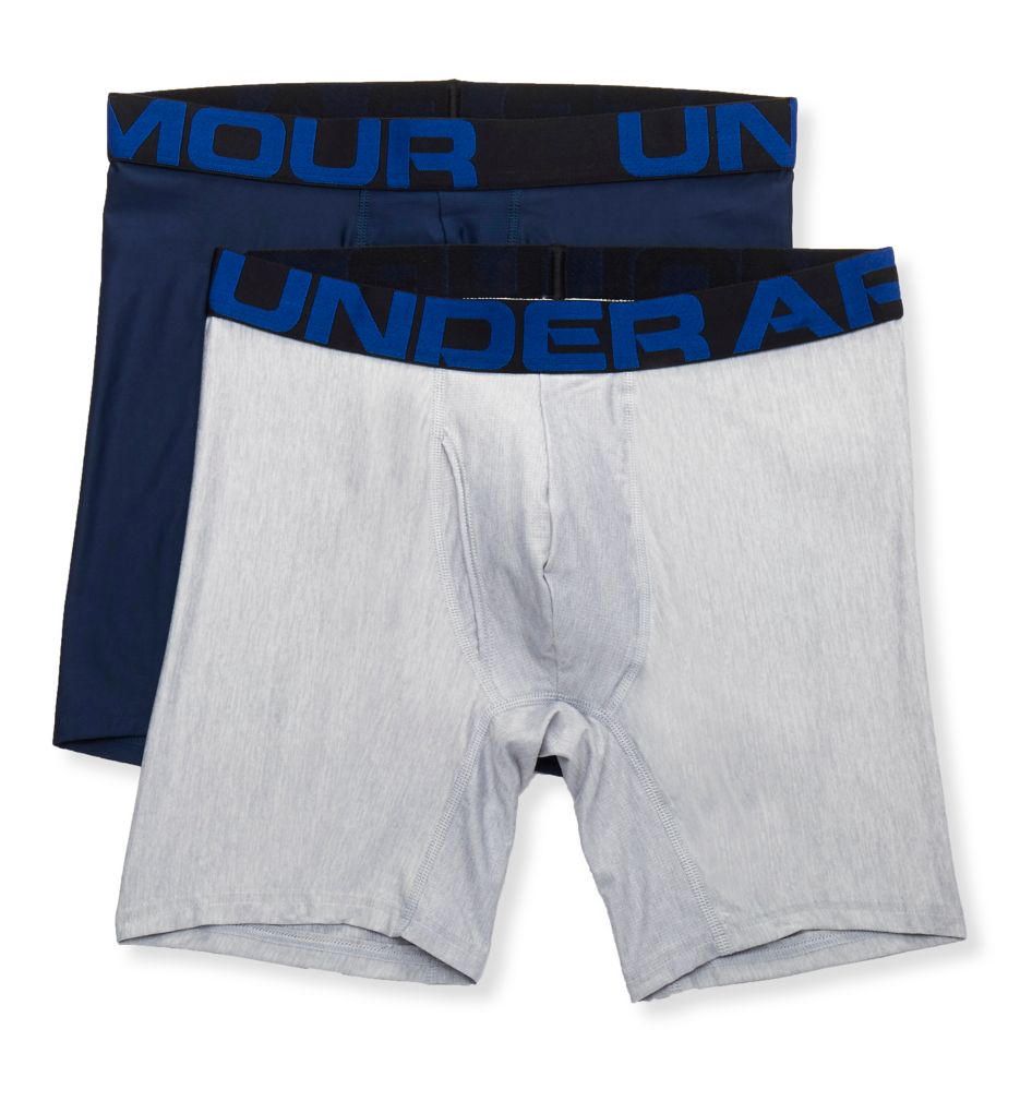 Under Armour Men's Boxer Brief 2 Pack UA Tech 6 Boxerjock Underwear  1363619, Grey, XL
