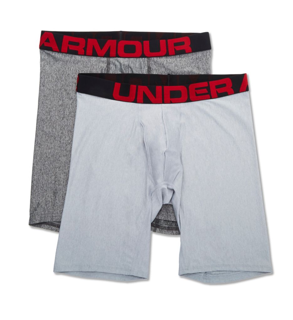 Under Armour Men's Boxer Brief 2 Pack UA Tech 6 Boxerjock Underwear  1363619, Grey, 2XL 