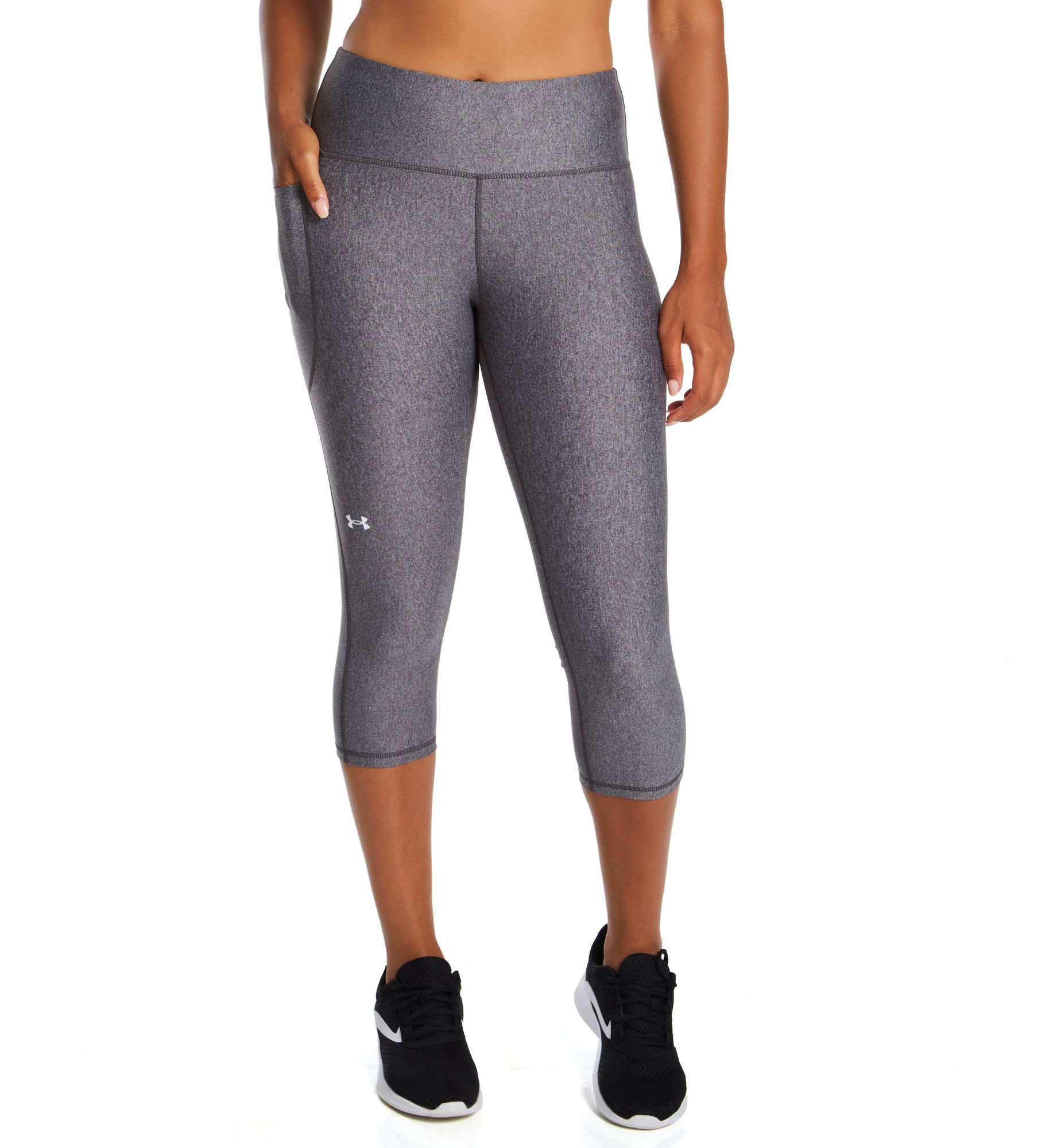 Under Armour HeatGear Hi-Rise Capri Charcoal Light Heather S  - Image 1