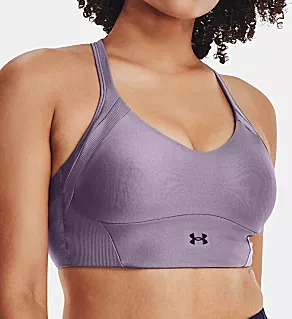 HeatGear Infinity Medium Impact Ribbed Sports Bra Club Purple/White M