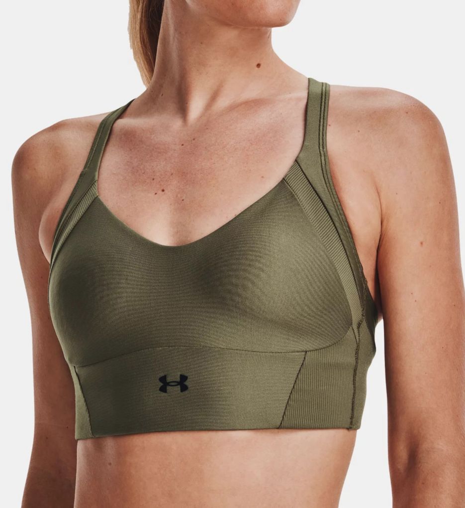 Womens Under Armour Heatgear Mid Impact Sports Bra Burgundy Large