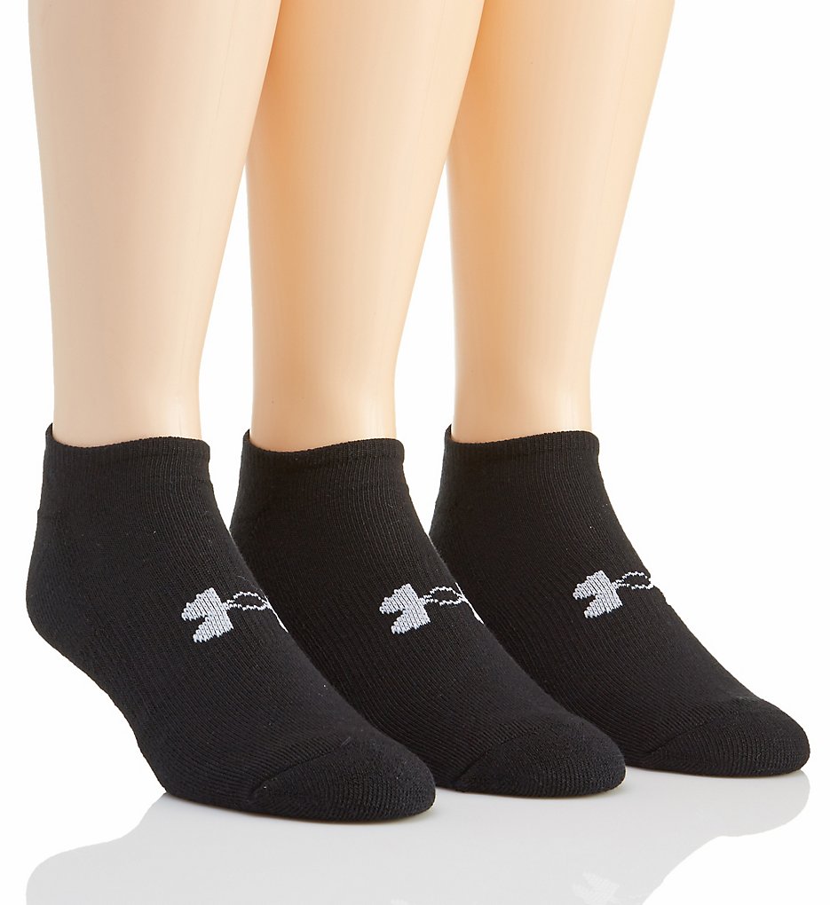 Under Armour U249 Heatgear Performance Solo No Show Socks - 3 Pack (Black)