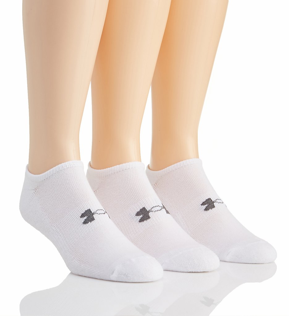 Under Armour U249 Heatgear Performance Solo No Show Socks - 3 Pack (White)