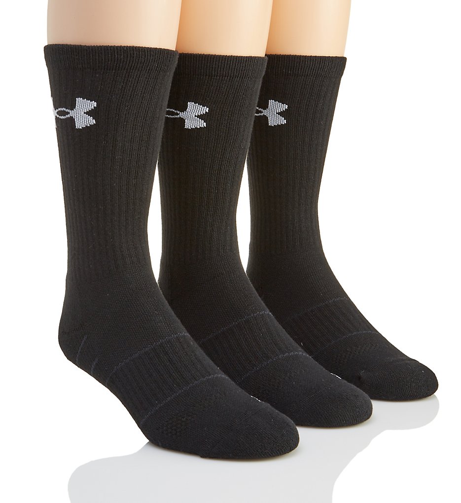 Under Armour U257 Elevated Performance Crew Socks - 3 Pack (Black)