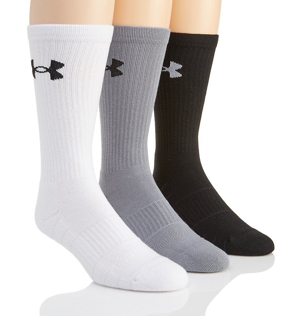 Under Armour U257 Elevated Performance Crew Socks - 3 Pack (Steel Assort)