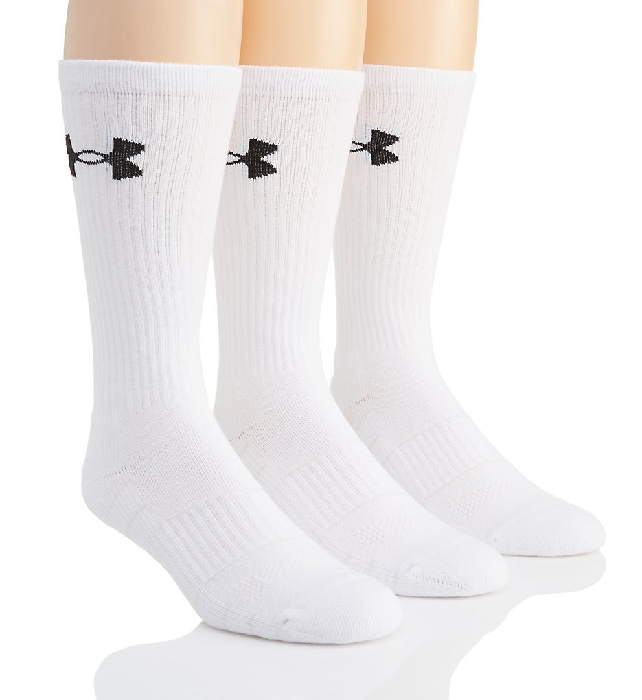 Under Armour U257 Elevated Performance Crew Socks - 3 Pack (White)