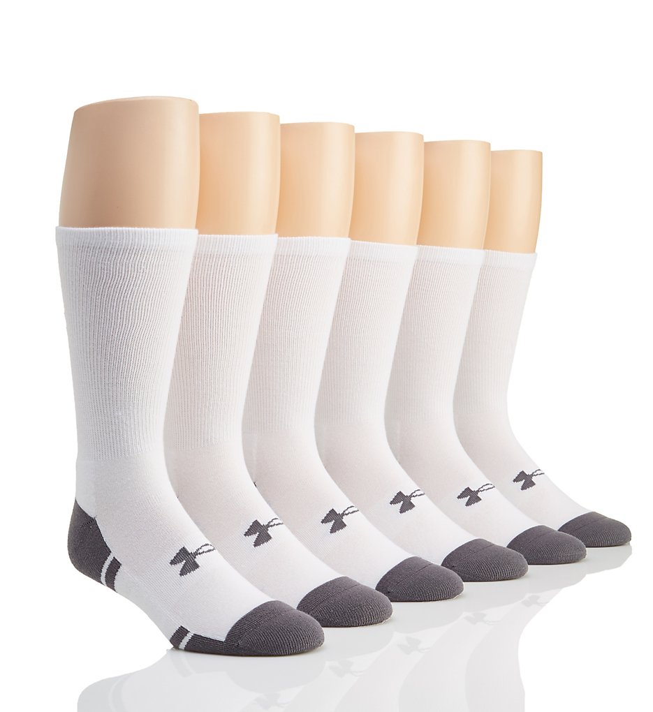 Under Armour U292 Resistor 3.0 Crew Socks - 6 Pack (White/Graphite)
