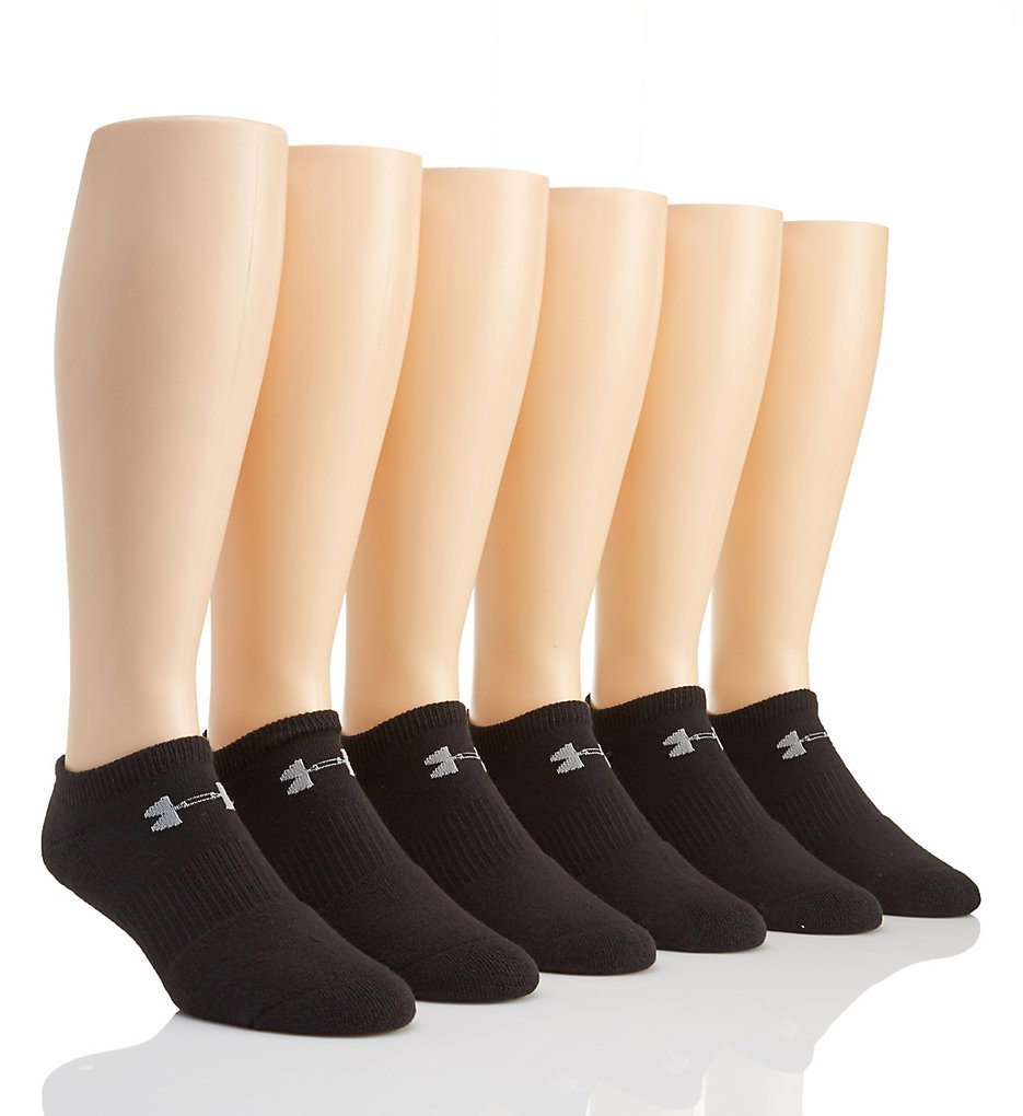 Under Armour U320 Charged Cotton 2.0 No Show Socks - 6 Pack (Black/Misty Grey)