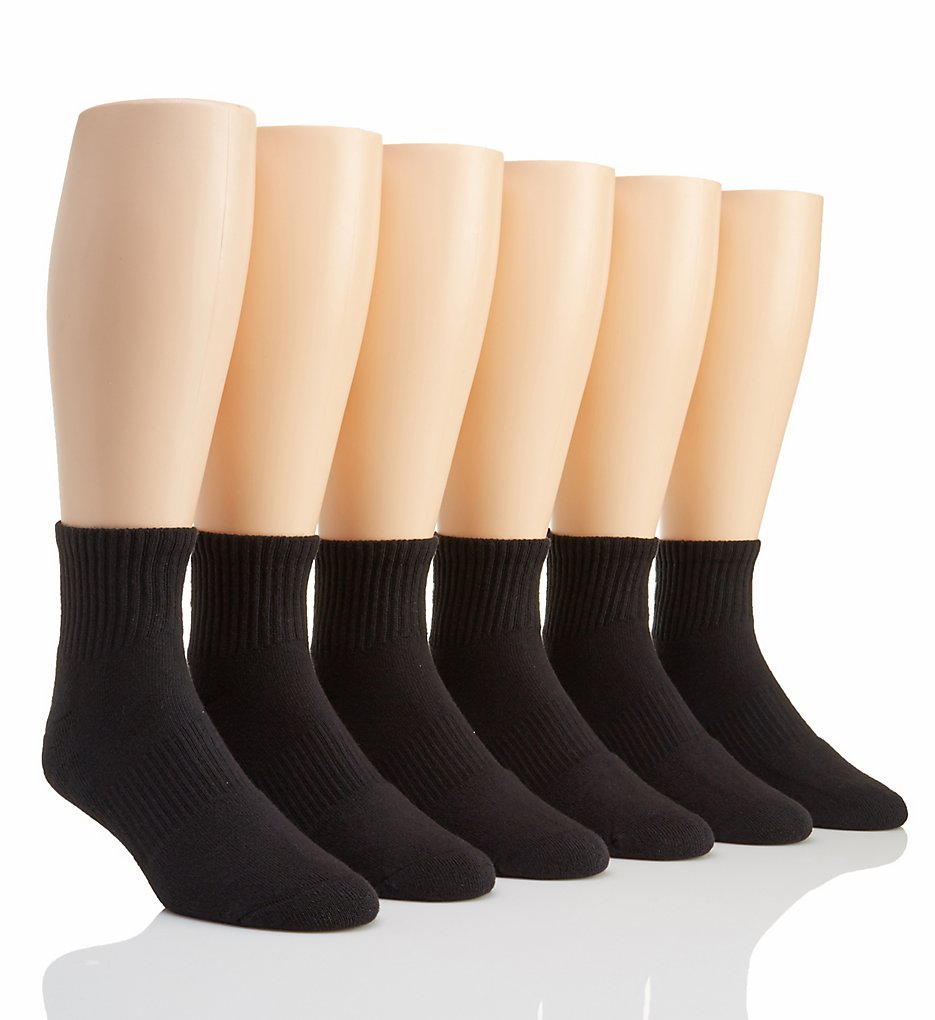 Under Armour U321 Charged Cotton 2.0 Quarter Socks - 6 Pack (Black/Misty Grey)