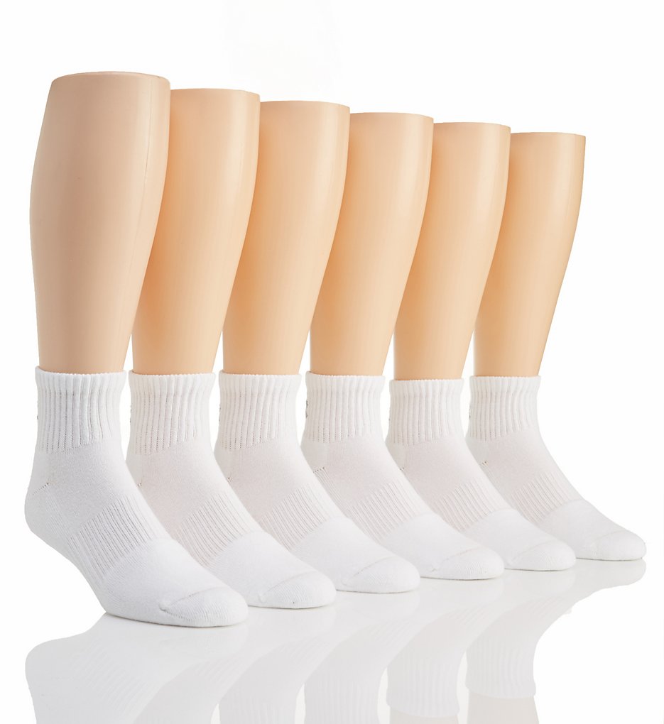 Under Armour U321 Charged Cotton 2.0 Quarter Socks - 6 Pack (White/Misty Grey)